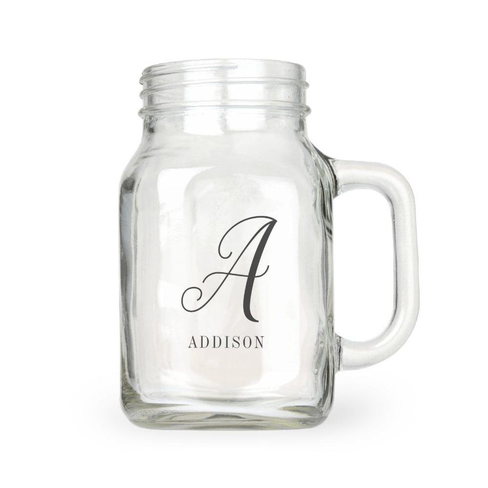 Elegant Monogram Personalized Mason Jar