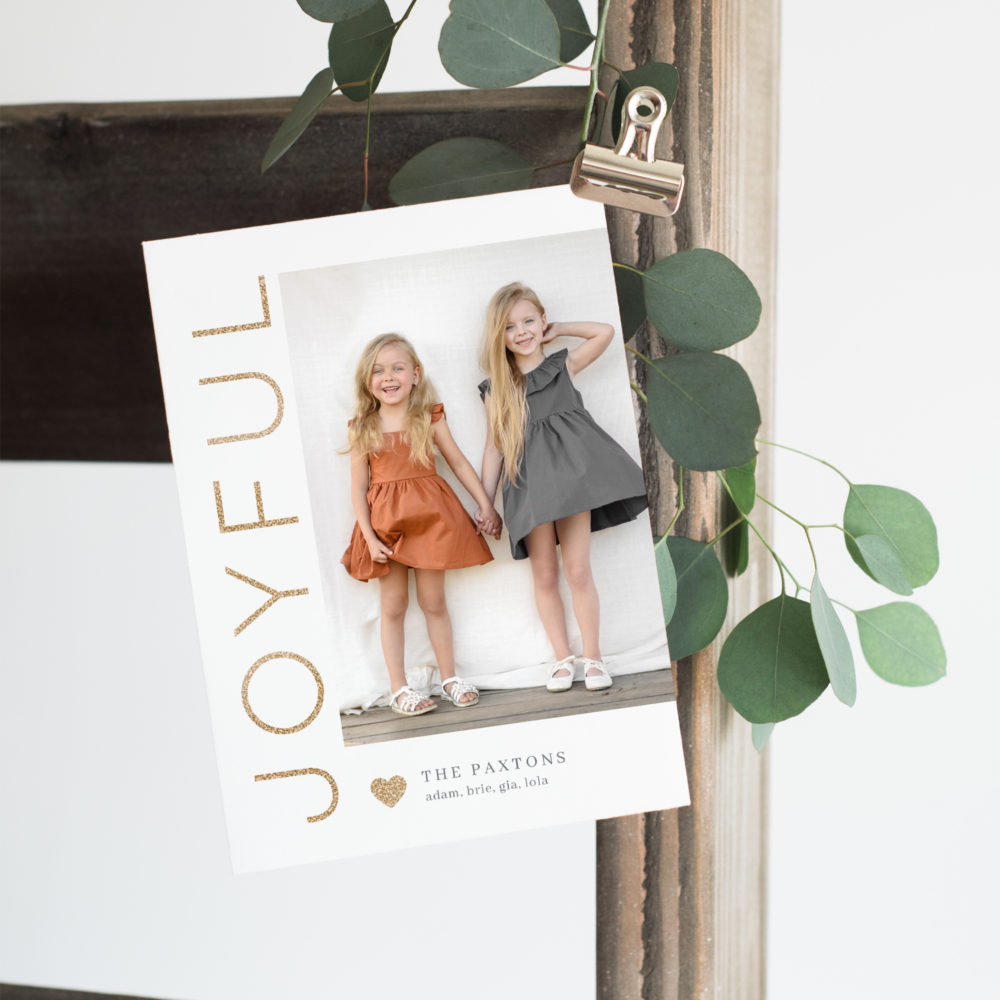 Joyful Heart Editable Color Holiday Photo Card