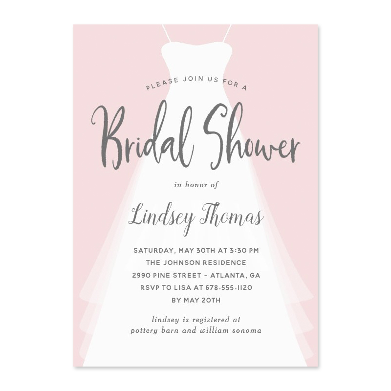 Modern Gown Bridal Shower Invitation - Berry Berry Sweet