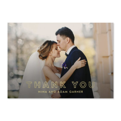 Simple Outline Wedding Thank You Card - Berry Berry Sweet