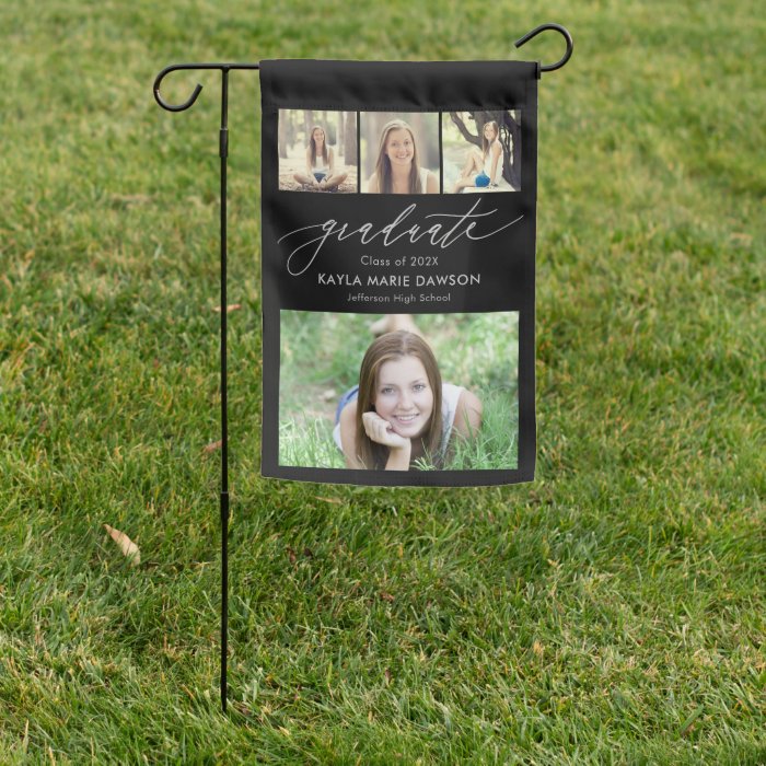 Crisp Collage Graduation Garden Flag
