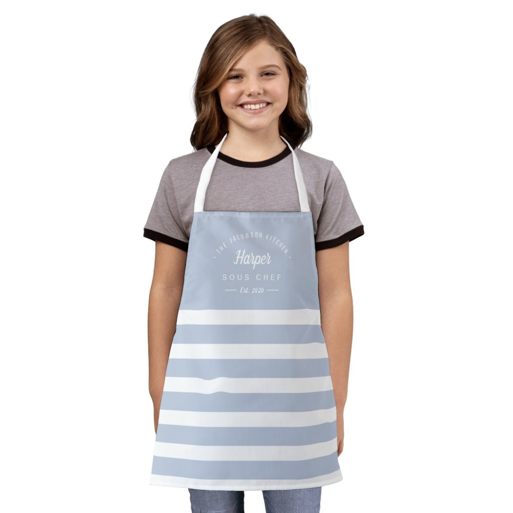 Fun Stripes Editable Color Personalized Kid Apron