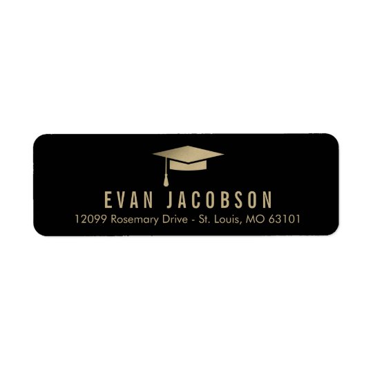 Gold Cap Graduation Return Address Labels