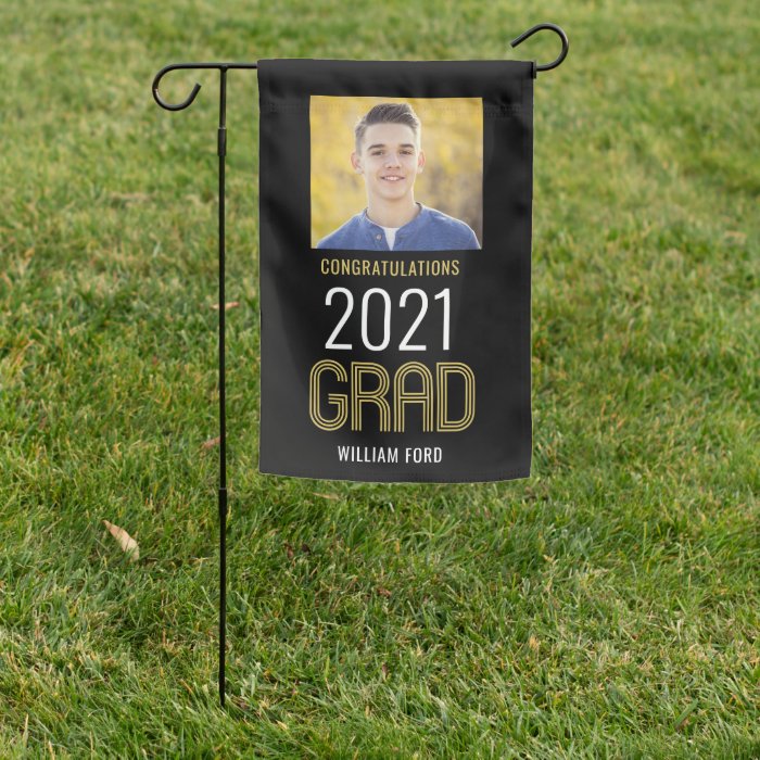 Groovy Charm Graduation Garden Flag