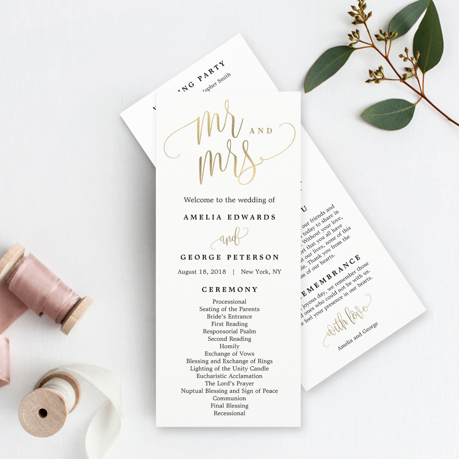 lovely-calligraphy-mr-and-mrs-faux-gold-wedding-program-berry-berry-sweet