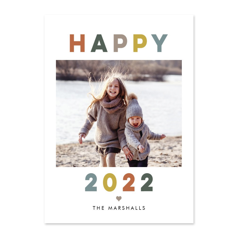 Modern Letters Happy New Year Photo Card
