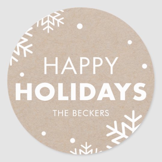Happy Holidays Kraft Personalized Stickers or Tags