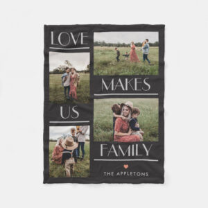 Love Makes Us Family Editable Color Custom Photo Personalized Blanket