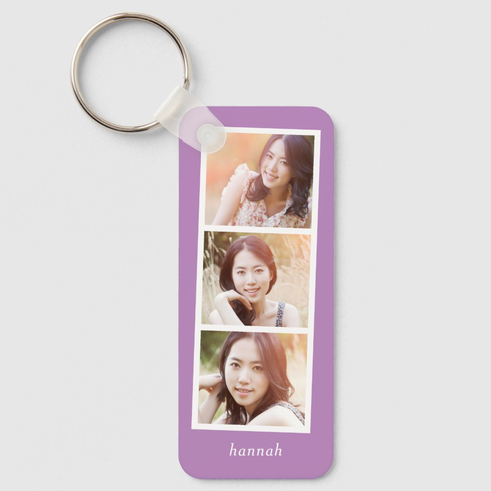 Photo Booth Editable Color Personalized Keychain - Berry Berry Sweet