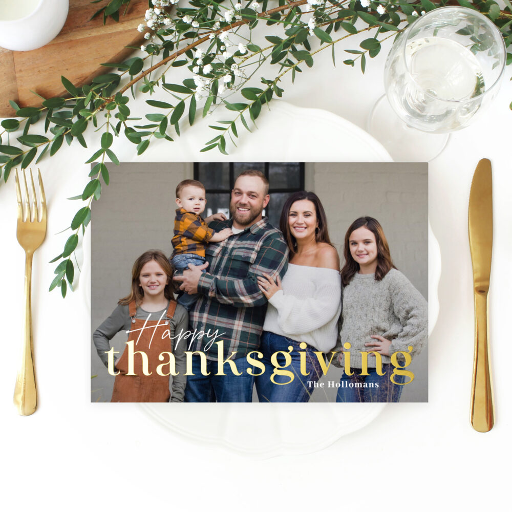 Elegant Mix Foil Thanksgiving Photo Cards