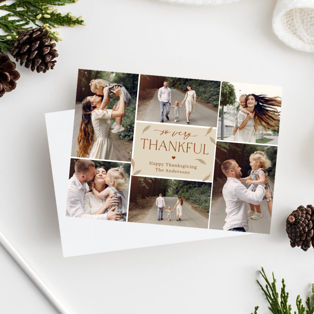 Falling Leaves Thanksgiving Photo Cards