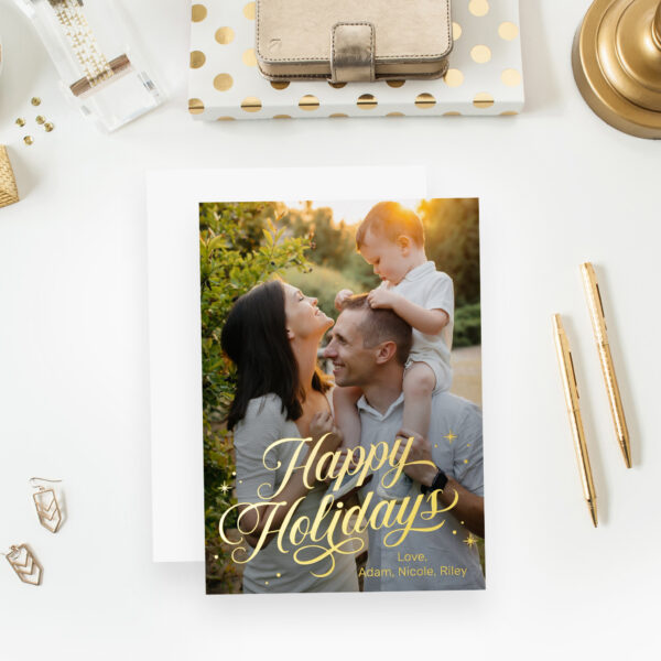 Magical Time Foil Holiday Photo Card - Gold