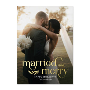 Married Merry Newlywed Christmas Card Just Married Holiday Photo Cards