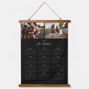 2023 Calendar Black Wall Tapestry Personalized Photo Gift