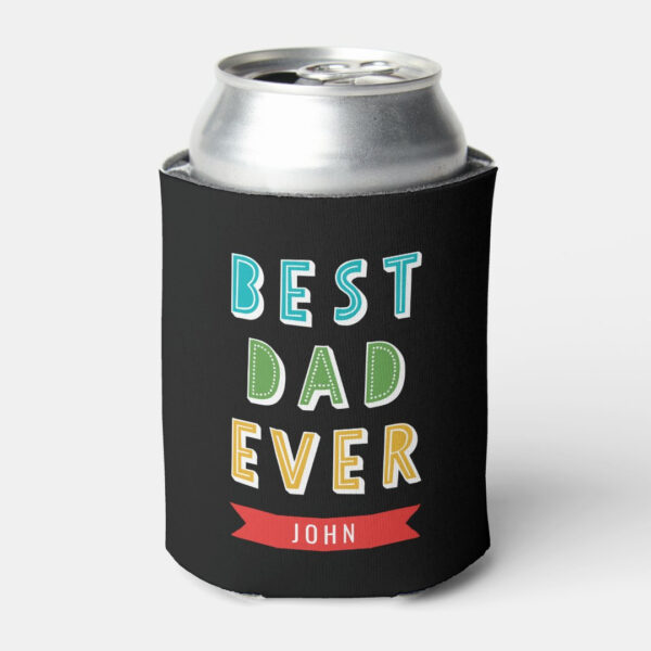 Best Dad Ever Black Personalized Can Cooler