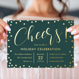 Bubbly Cheer Foil Christmas Party Holiday Cocktail Party Invitation