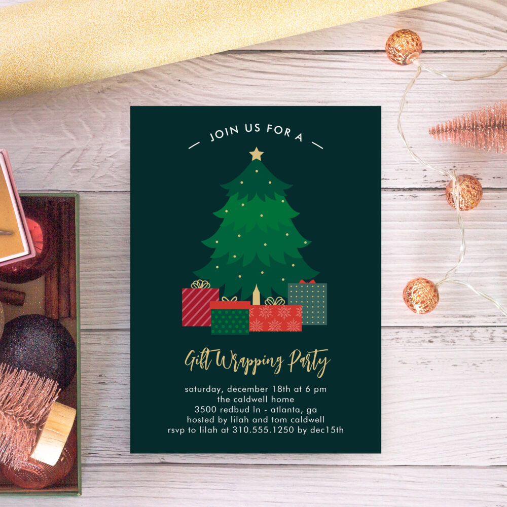 Christmas Gift Wrapping Party Holiday Invitation