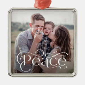 Classic Peace Personalized Photo Christmas Ornament