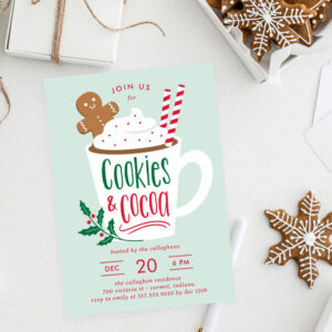 Cookies and Cocoa Christmas Party Holiday Party Invitation