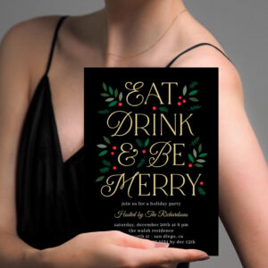 Eat Drink Be Merry Christmas Party Holiday Party Invitation