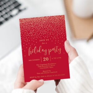 Glistening Dots Foil Holiday Party Invitations