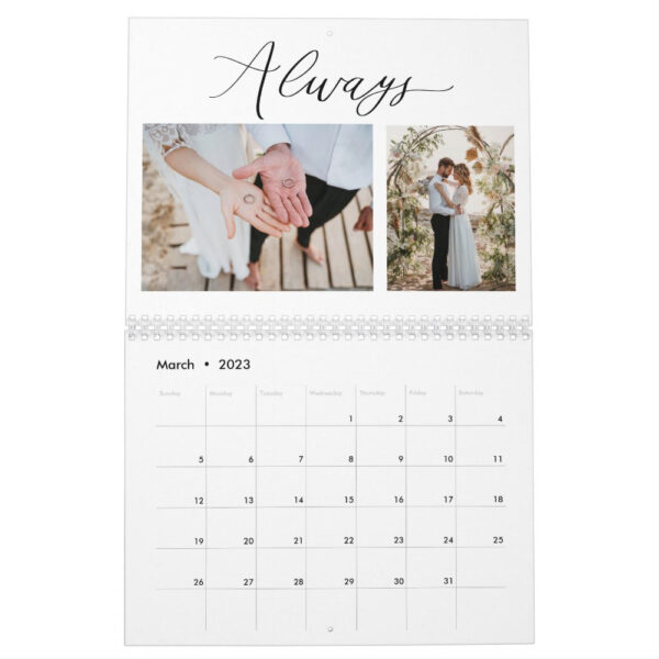 Love Story Editable Color Photo Calendar - Inside