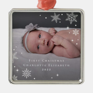 Lovely Frost Baby First Christmas Personalized Photo Ornament