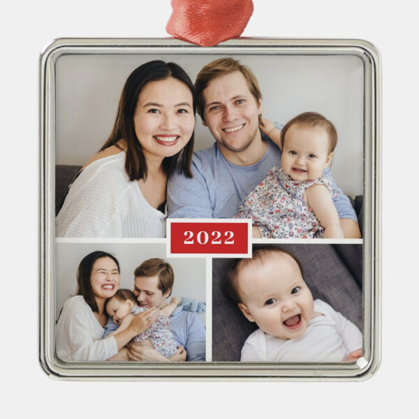 Lovely Trio Editable Color Personalized Photo Christmas Ornament