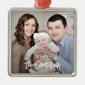 Modern Overlay Personalized Photo Christmas Ornament