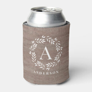 Monogram Wreath Personalized Can Cooler