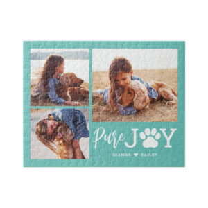 Paw Joy Blue Editable Color Personalized Puzzle