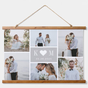 Sweet Initials Wedding Couple Wall Tapestry Personalized Photo Gift