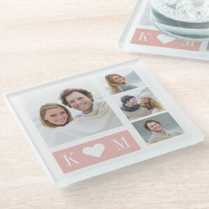 Sweetheart Initials Glass Coasters Personalized Coasters