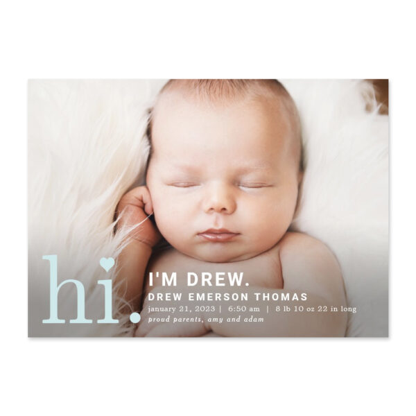 Precious Hi Blue Editable Color Birth Announcement