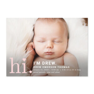 Precious Hi Pink Editable Color Birth Announcement