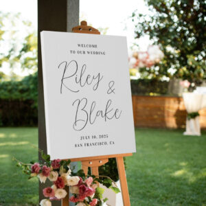 Couple Names Wedding Welcome Sign White