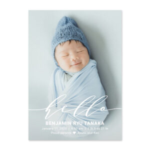 Delicate Hello Editable Color Birth Announcement