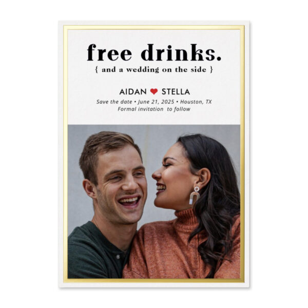 Free Drinks Foil Save The Date Cards