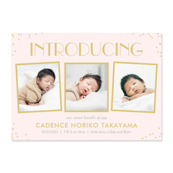 Fun Snapshots Pink Editable Color Birth Announcement