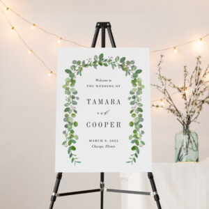 Green Garland Wedding Welcome Sign