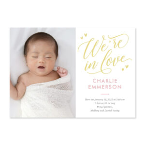 In Love Editable Color Birth Announcement