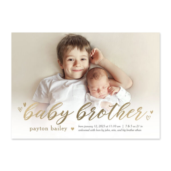 Little Hearts Baby Brother Birth Announcement