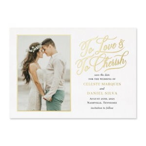 Love and Cherish Foil Save The Date Cards