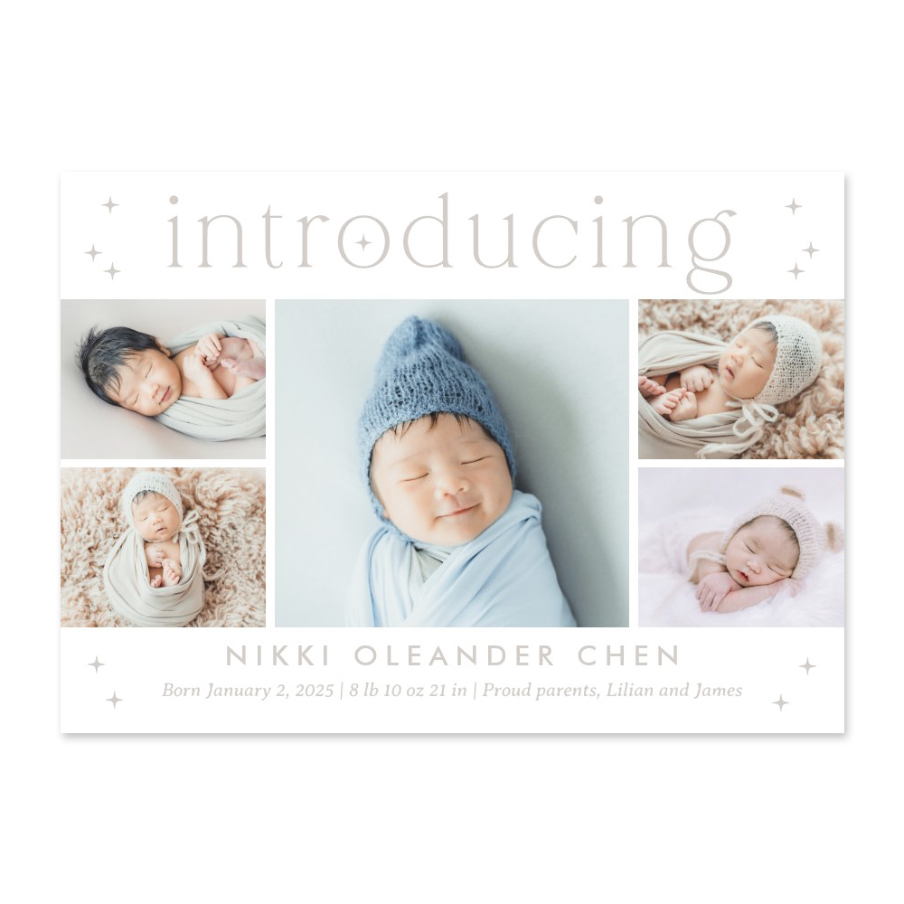 Magical Time Editable Color Birth Announcement