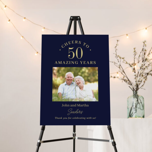 Number of Years Wedding Anniversary Photo Welcome Sign