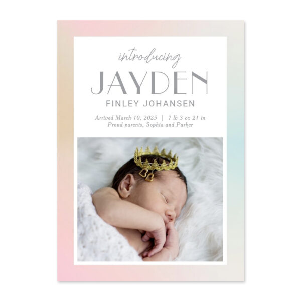 Pastel Delight Modern Baby Birth Announcement