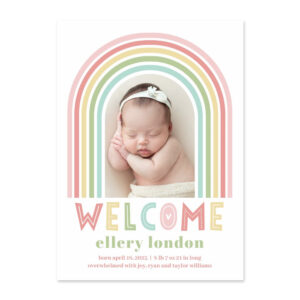 Rainbow Bliss Modern Birth Announcement