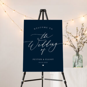 Romantic Script Navy Editable Color Wedding Welcome Sign