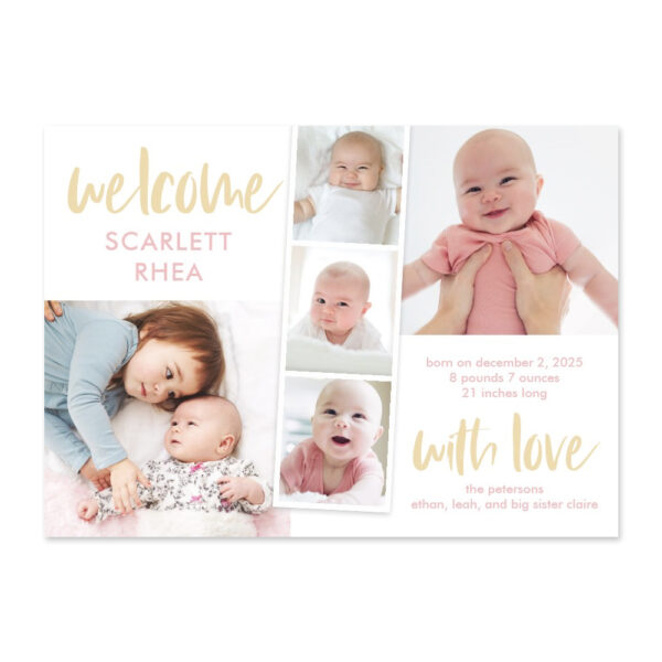 Scrapbook Love Editable Color Birth Announcement