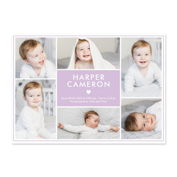 Sweetheart Collage Editable Color Birth Announcement